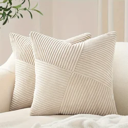Bohemian Style Throw Pillow Covers Patchwork Corduroy Polyester,45x45CM, Decorative Cushion Cases Woven Texture - 18x18 Inches