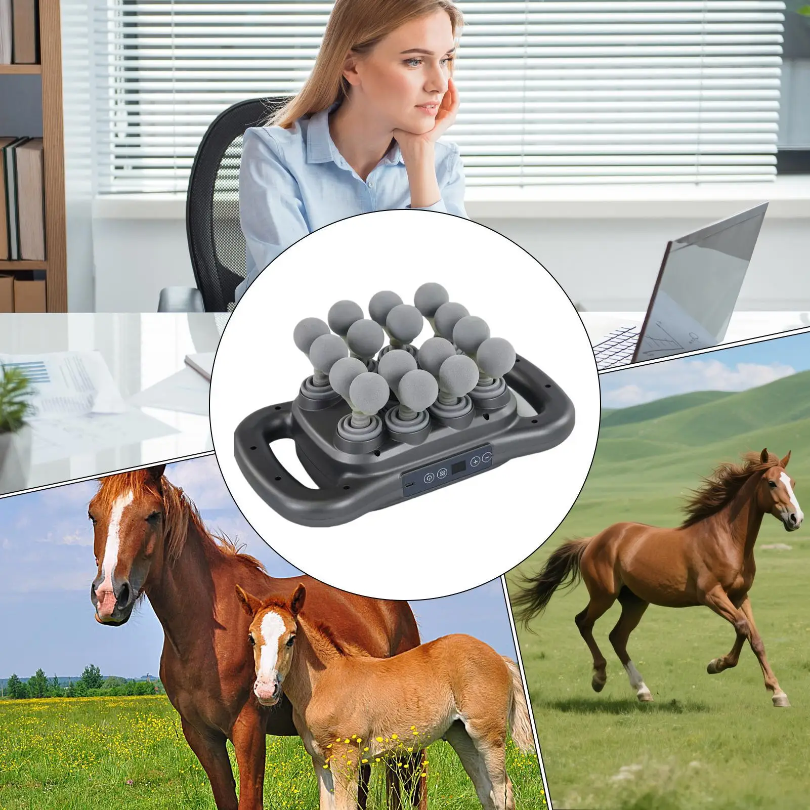

Horse Massager Multi-Head Horse Deep Tissue Massager Equestrian Fatigue Relief Tool For Horse Gym Outdoor Stable Competition