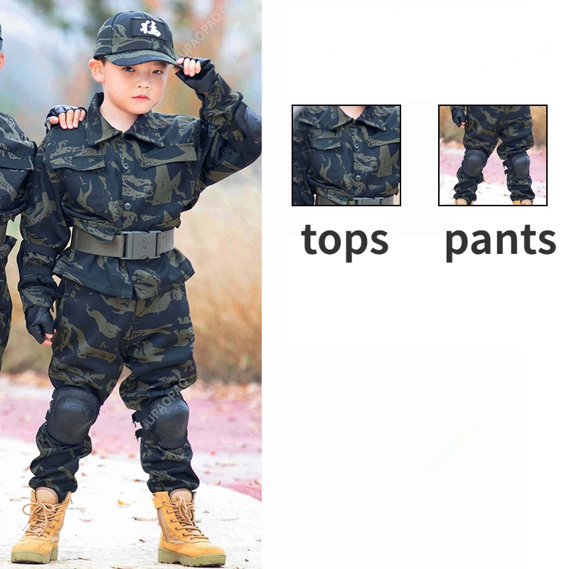 Traje de camuflaje para niños, ropa de rendimiento para niños, escuela primaria, entrenamiento militar, campamento de verano, fuerzas especiales