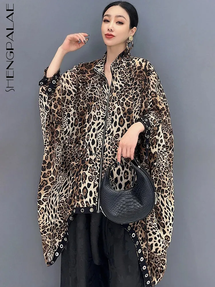 

SHENGPALAE 2024 Summer New Versatile Fashion Long Sleeve Leopard Print Coat Casual Elegant Loose Women Jacket Overcoat 5C1324