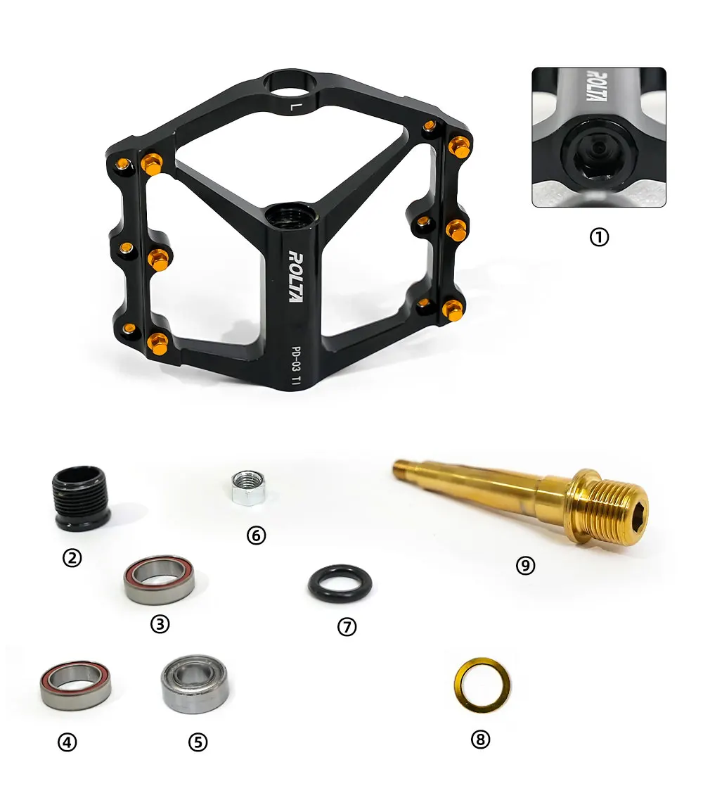 ONIRII PD-03 TI Ultraleichte Titan-Achsen-Flachpedale mit Dreifachlagerung und Rutschfesten Stiften für Rennräder, Falträder und Mountainbikes – Detail 5