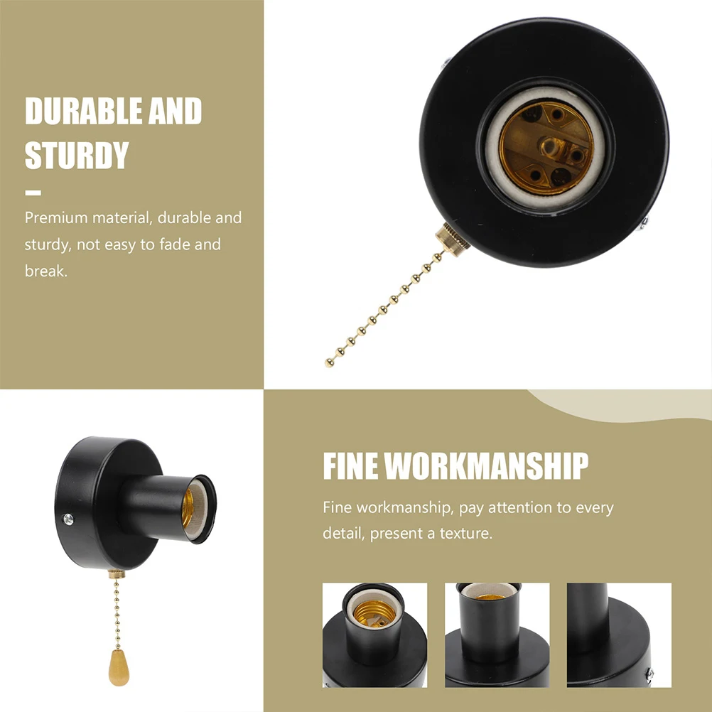 

Ceiling Light Bedside Switch Lamp Socket Fixture Parts Simple Base for Pull Chains Black Cord Lights Cords