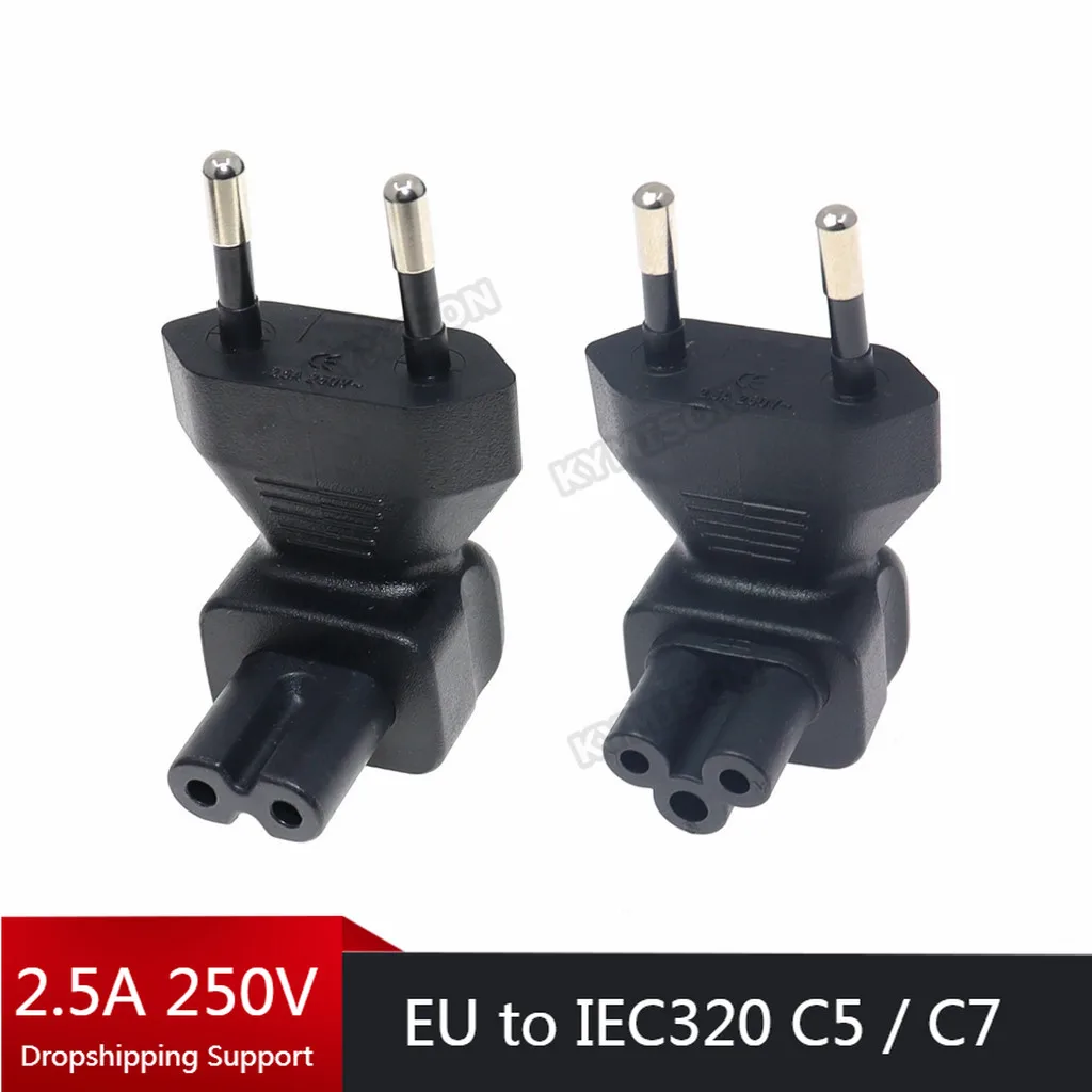 EU 4.0mm pin to IEC320 C5 / C7 Power Conversion Plugs,European Male to IEC 320 C5 / C7 90 Degree Power adapter