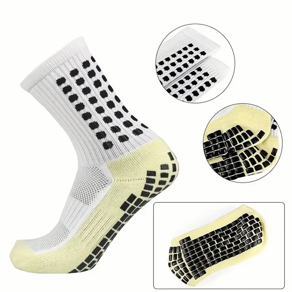 1/6 Pairs Outdoor Silicone Anti Slip Sports Football Socks Fashionable Sweat Absorbing Breathable Odor Proof Mid Tube Socks