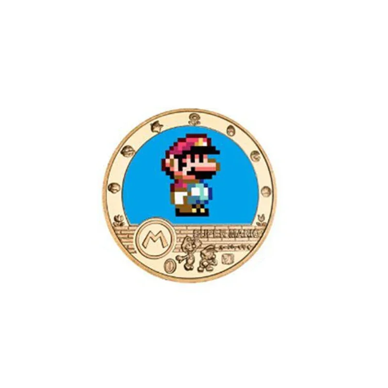 Game Super Mario Bros Commemorative Coins Cartoon Anime Banknote Collection Figure Cards Children Birthday Christmas Gift Toys