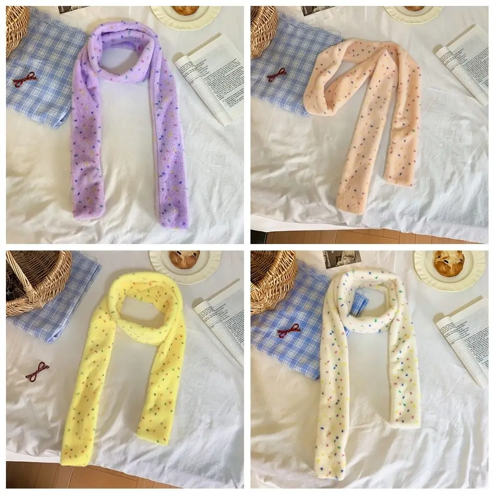 Fashion Colorful Dopamine Dot Scarf Korean Style Narrow Cashmere Knitted Scarf Thickened Windproof Winter Neck Warmer Daily