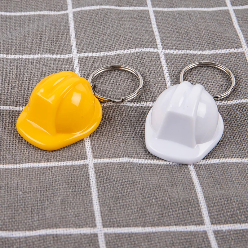 Creative Simulation Mini Metal Hard Hat Keychain 3D Helmet Key Ring Event Holiday Practical Gift Pendant Safety Protection Gift