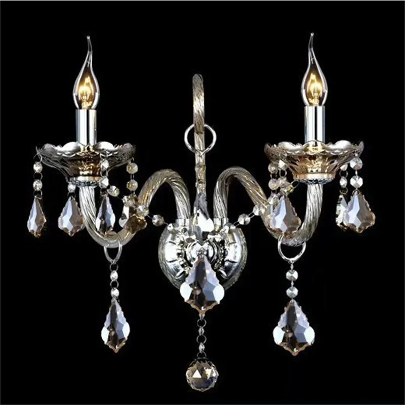 유럽 ​​스타일의 크리스탈 벽 램프 빛 럭셔리 유리 촛불 모델링 통로 조명 식당 침실 복도 조명