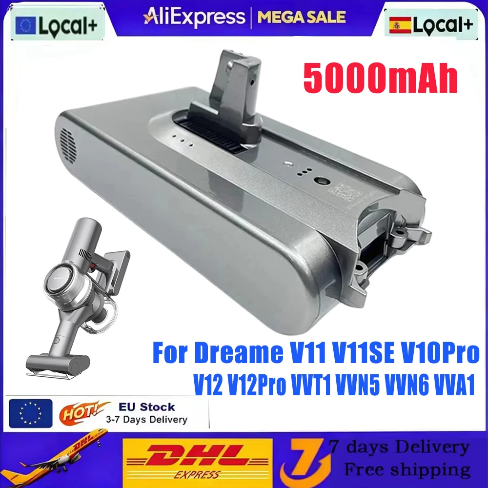 Batterie Li-ion 5000mAh pour aspirateur à main sans fil Dreame V11 V11SE V12 VVT1 VVN6 VVA1, accessoires de remplacement
