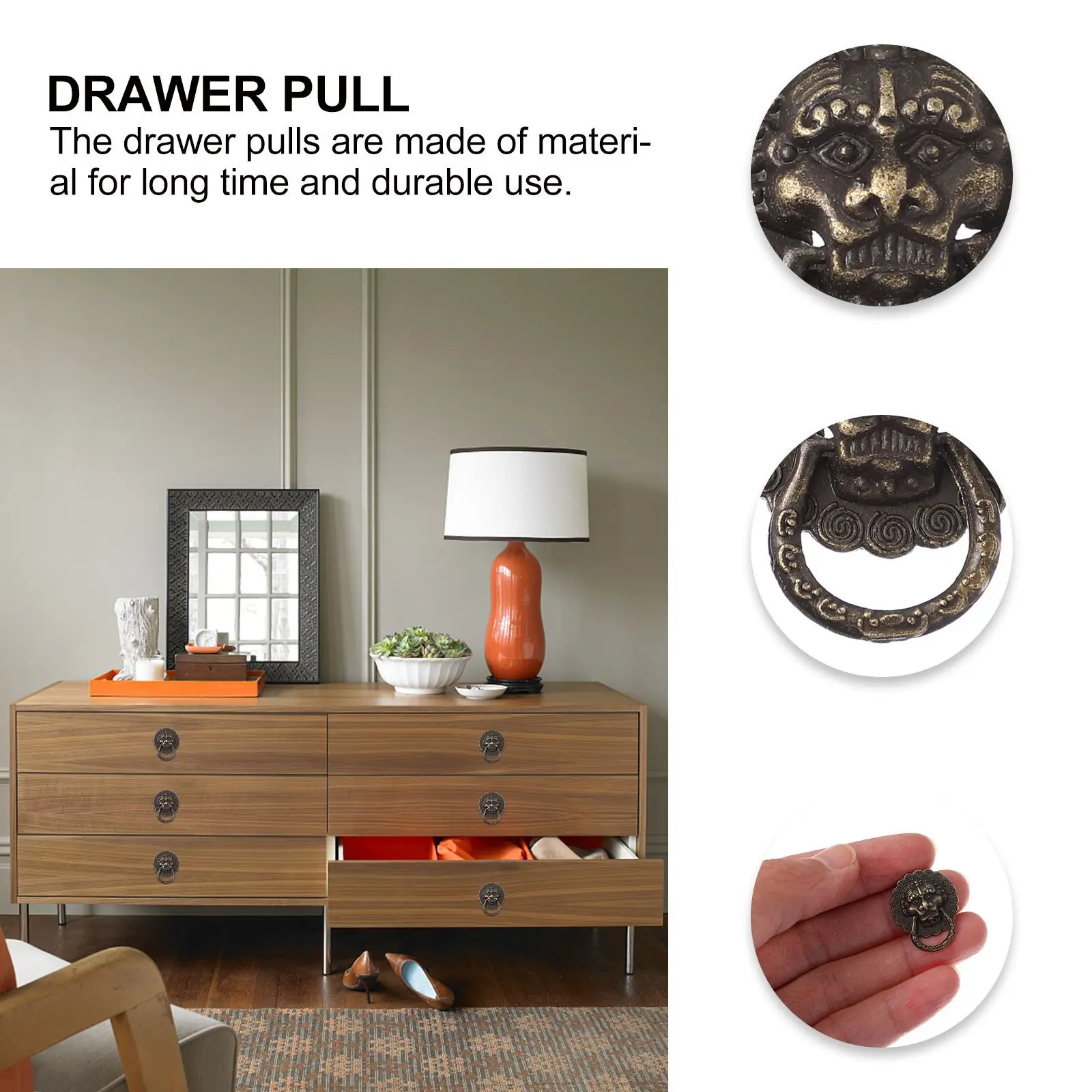 24 قطعة 20 مللي متر الأسد رئيس درج يسحب سبائك الزنك خزانة سحب سهلة التركيب الزخرفية تسحب درج سحب