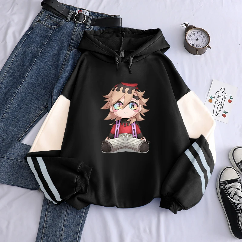 Demon Slayer Douma Manga Patchwork Hoodies Men Women Hooded Sweatshirts Autumn Winter Fleece Comfortable Plus Size Streetwear