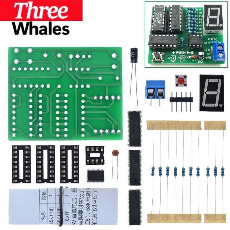 TRH Two Digit Decimal Counter CD4518 DIY Kit Two 2 Bit Bigit Training Counter Parts 5V Electronic Project Teaching Suit