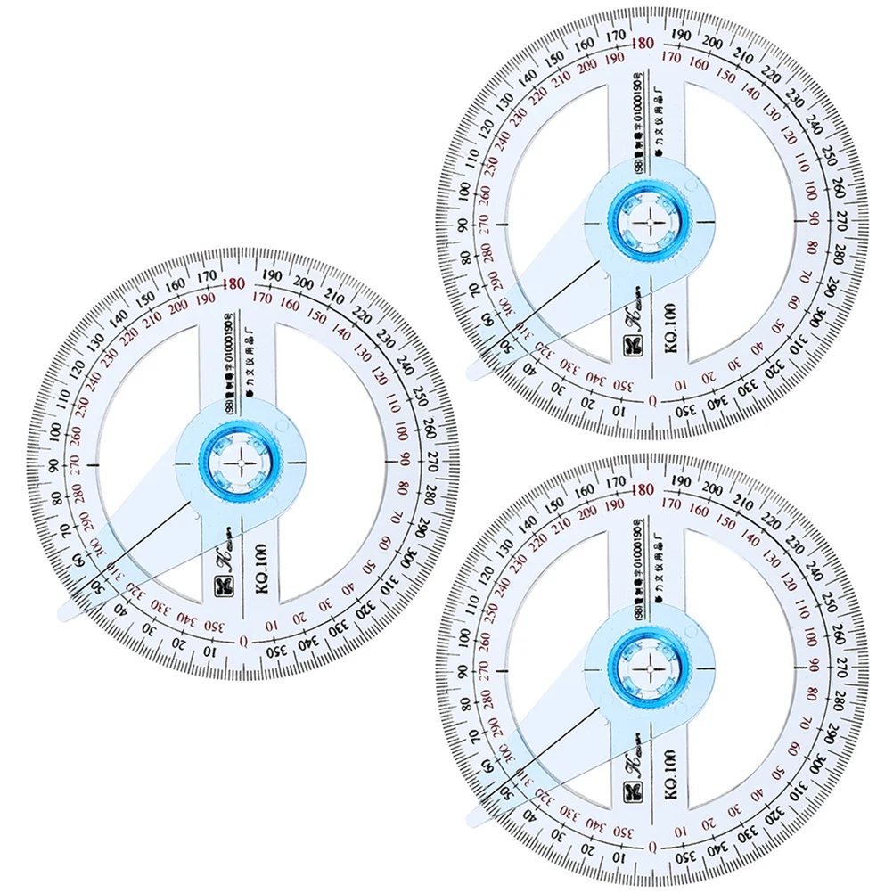 3 Pcs Protractor 360-degree Rotation Circle Portable Measuring Ruler Round Halloween Plastic Drafting Tool Geometry Office