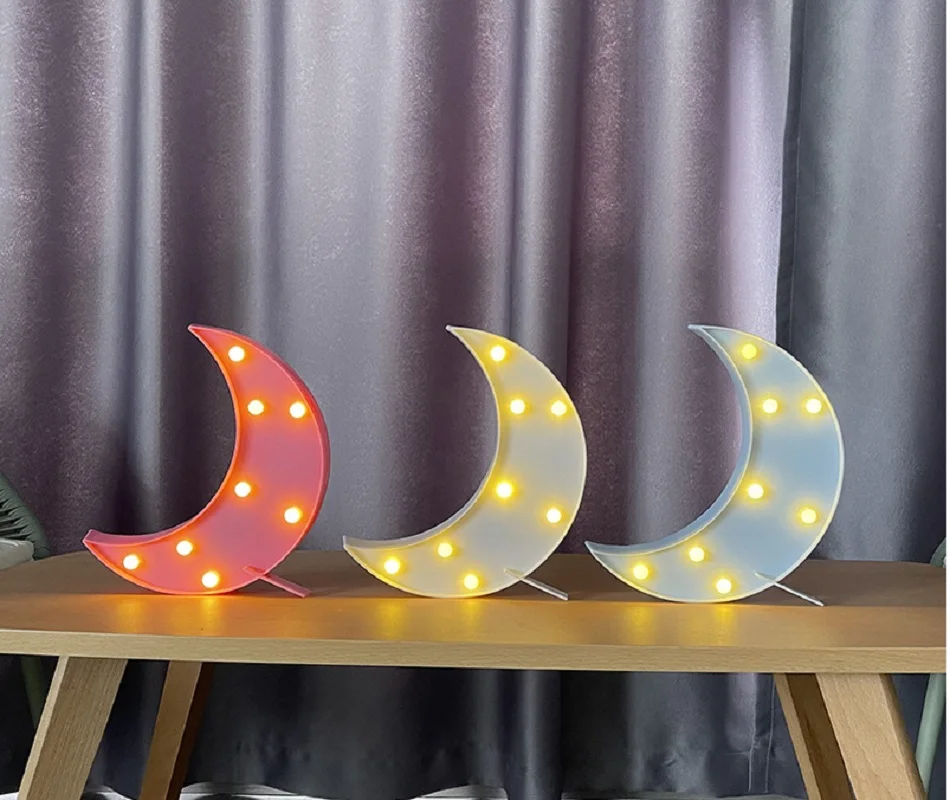 LED 배터리 상자 크리 에이 티브 구름 달 별 모양의 램프 어린이 방 장식 책상 램프 작은 밤 빛 파티 장식