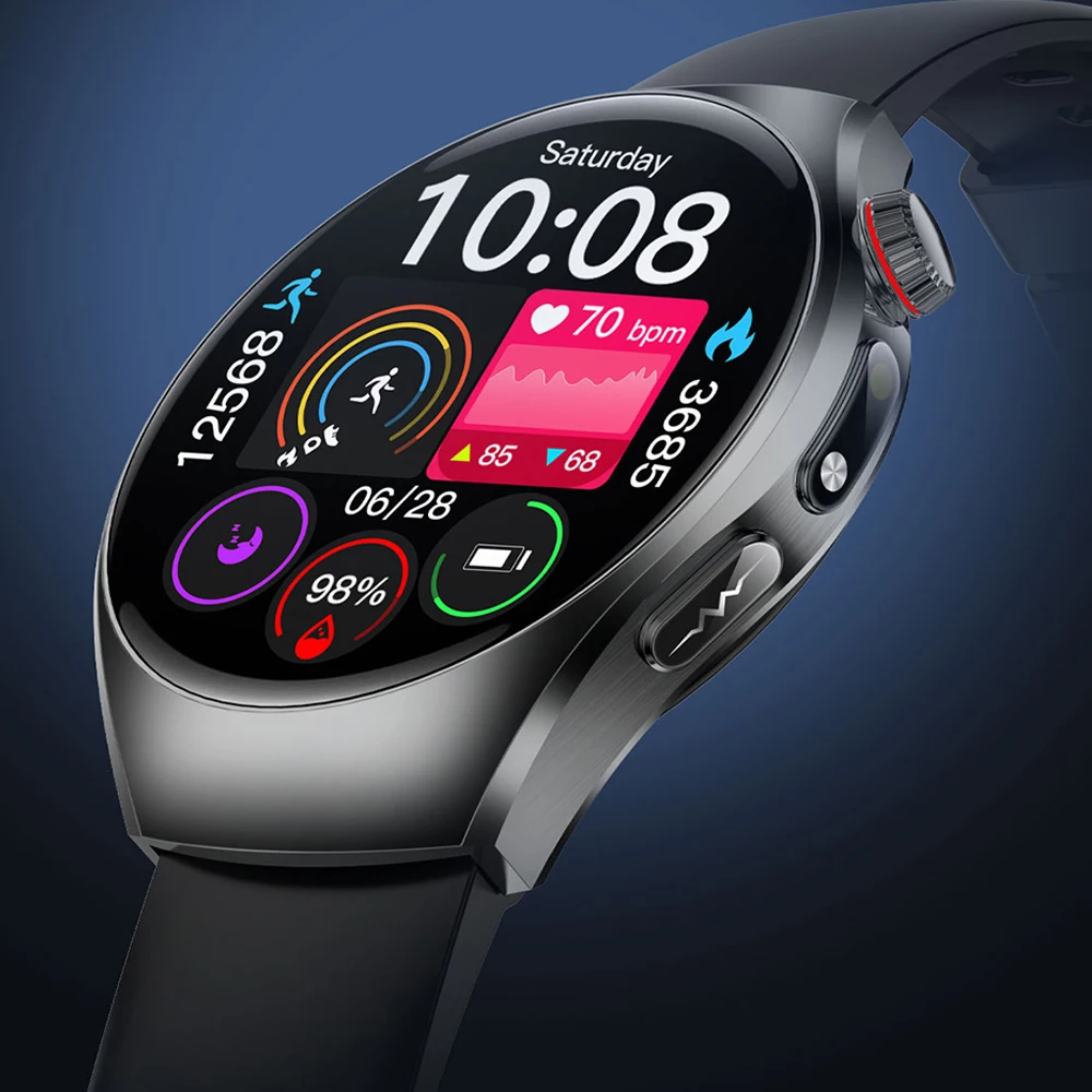 

PPG+ECG High-end Health Smart Watch Men Uric Acid Blood Lipid Body Fat BMI Blood Pressure Voice Call Smartwatch AMOLED Screen