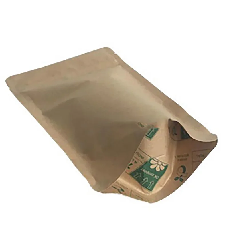 50PCS Wholesales 100g Biodegradable Bag Kraft Paper Stand Up Zipper Packaging Pouch For Foods Containers Mylar Bags Pouch