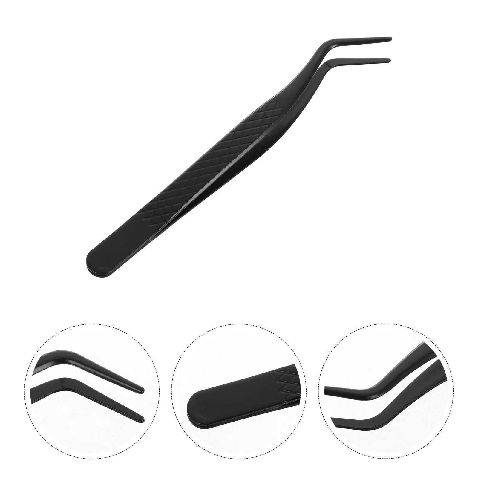 

Mini Eyelash Tweezers Stainless Steel Precision Grip for False Lashes Extension Curved Tips Applicator Tool Eyelash Tweezer