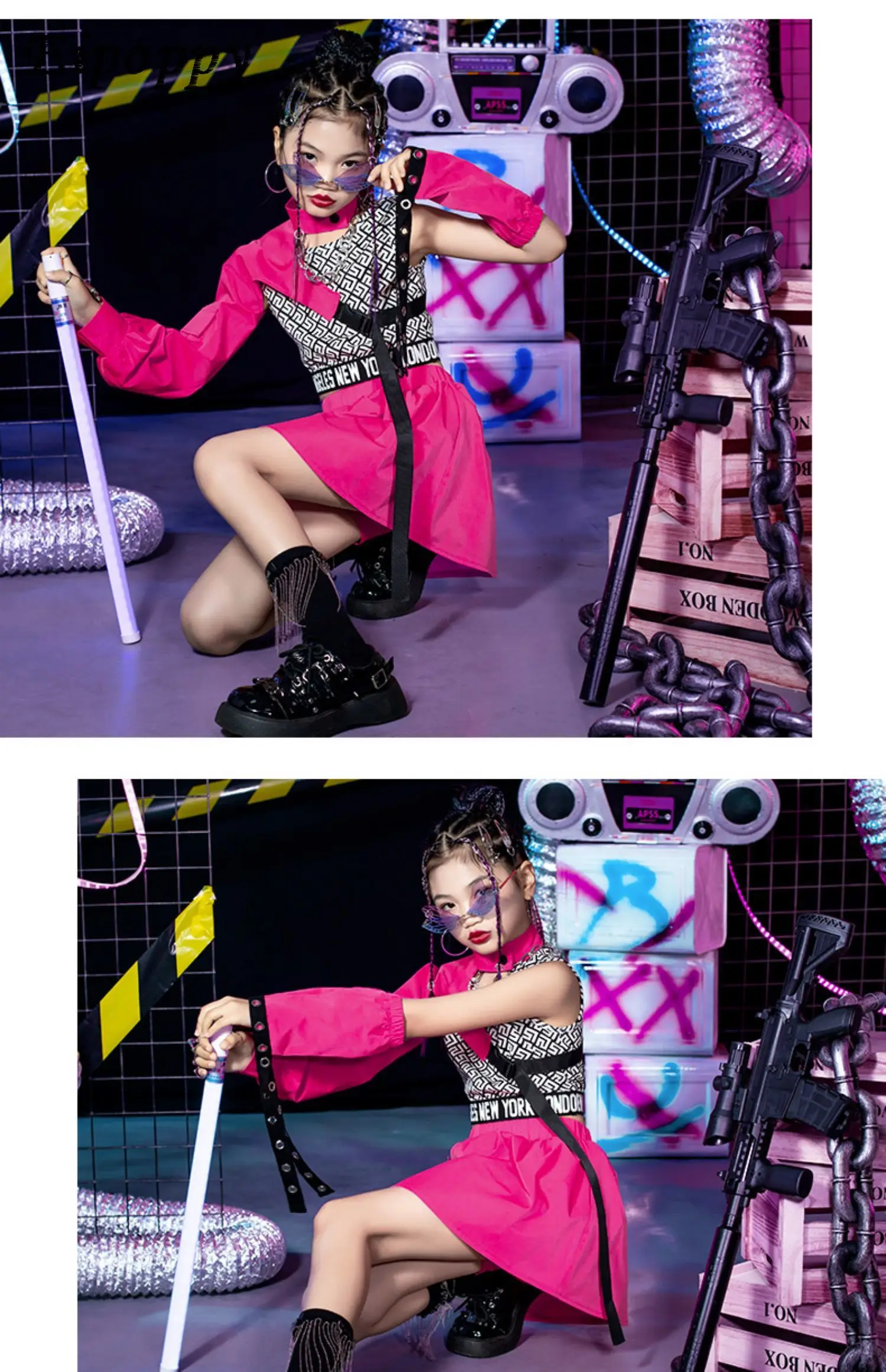 Костюм для джазовых танцев, модная крутая Одежда для девочек, детский танцевальный костюм, одежда для девочек в стиле хип-хоп