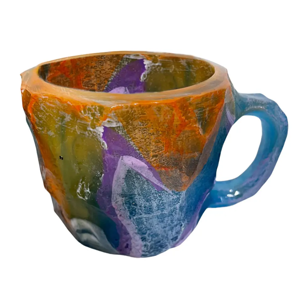 Mineralkristall-Kaffeetasse, eleganter Luxus, mineralfarbene Kristallbecher, durchscheinende Kaffeetasse, Heimbüro, elegantes Kristallgeschenk