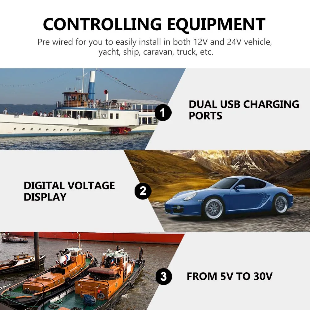 

8 Gang Safety Panel Car Lighter Socket Switch Dual USB Ports Digital Voltmeter for Marine Truck Combination Panel