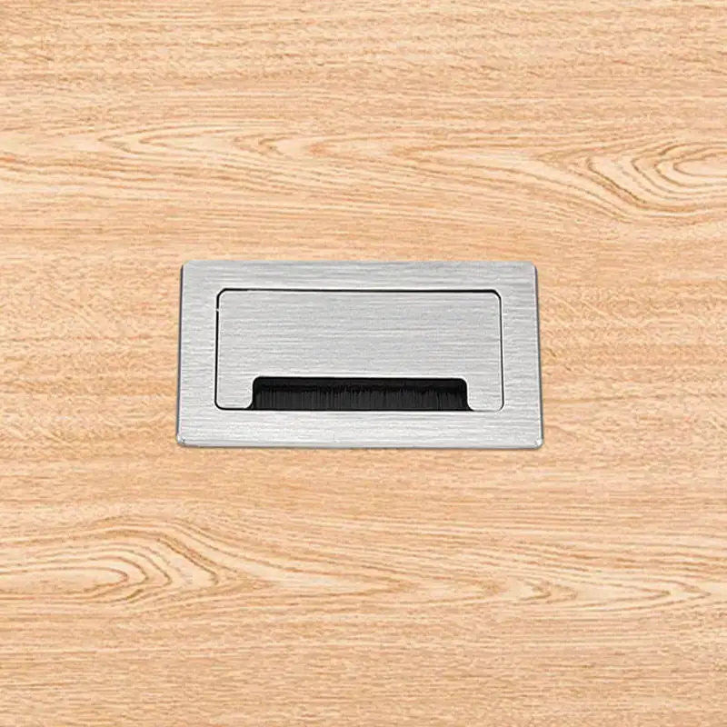 Multimedia Aluminum Flip Cover Desktop Socket Box with Brush Recessed Conference Socket Table Power Embedded Furniture