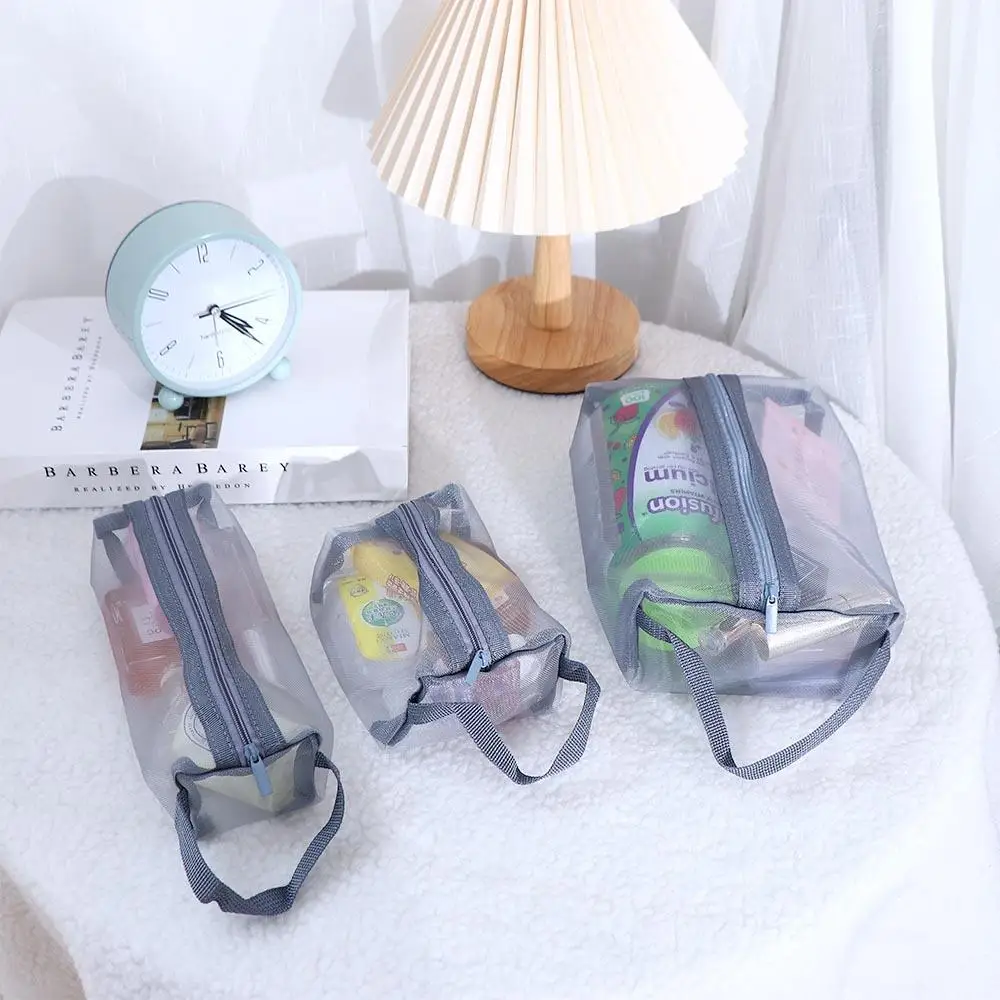 Transparent Fashion Handbag Travel Wash Bag Mesh Zipper Makeup Bag Women Cosmetic Bag Skin Care Storage Bag Korean Storage Bag