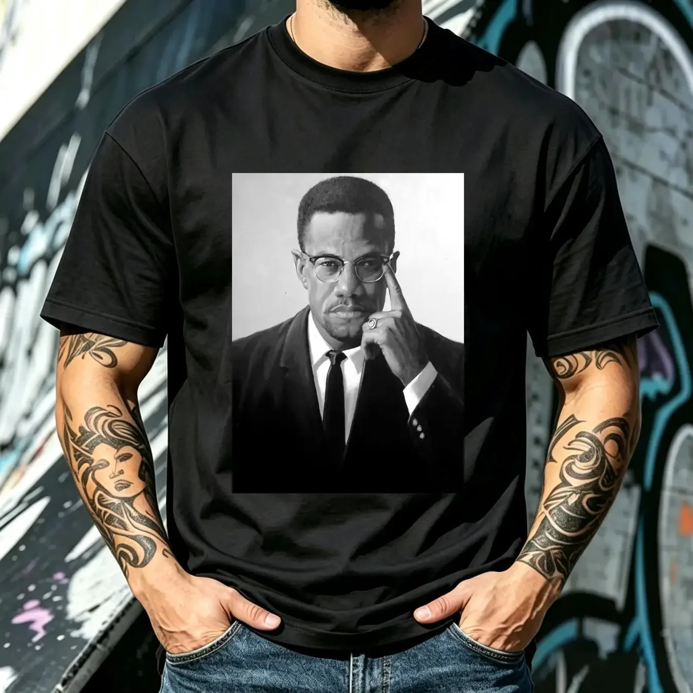 washed T Shirt Malcom X Black Lives Matter African American Pride History Month vintage Washed Unisex designer clothes