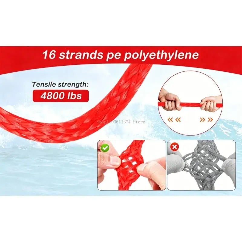 

Quality 24Feet Floating Pull Line Pull Strap With Double Hook Towing Rope Towing Cord For Surfing And Water Recreations