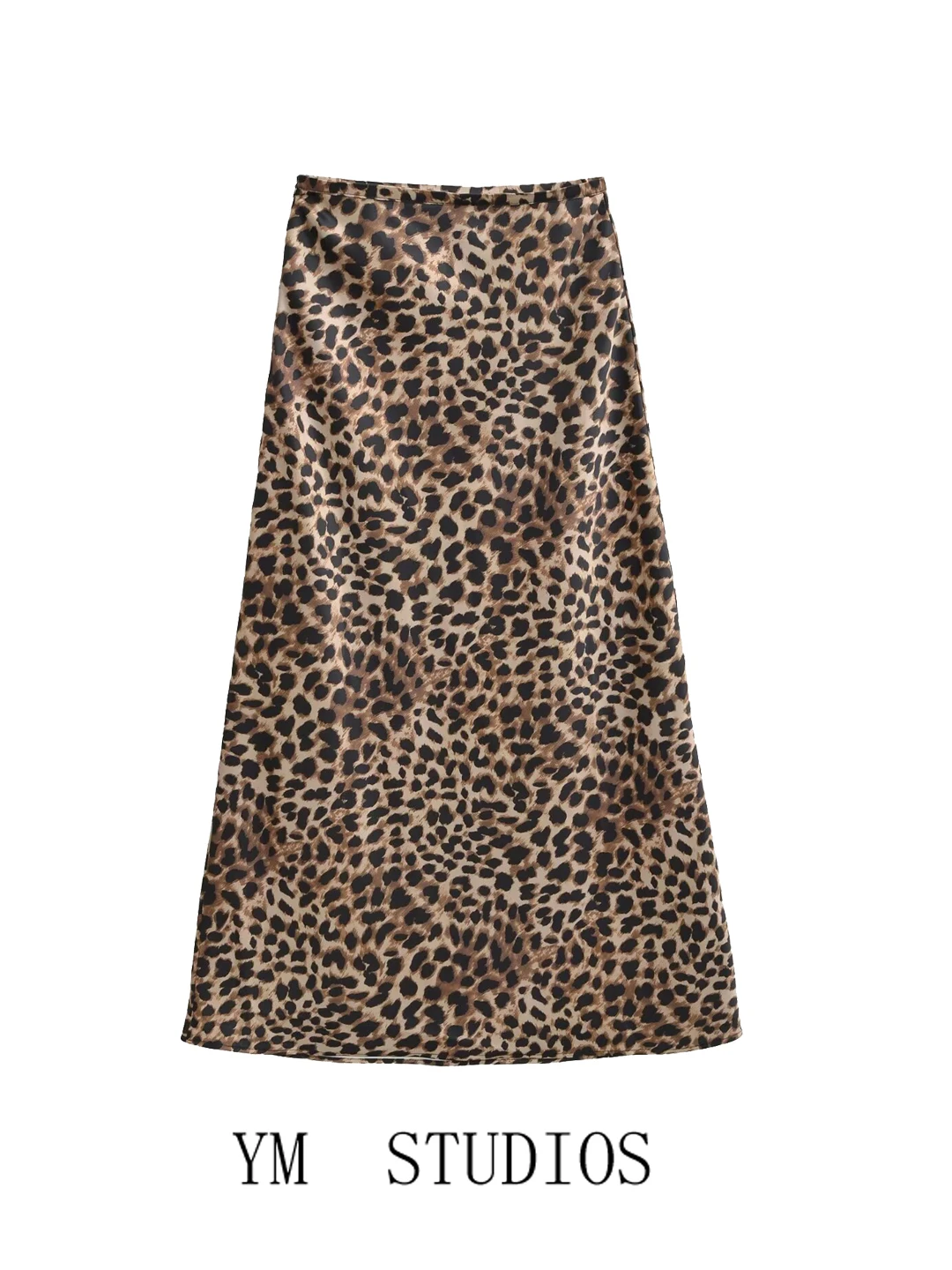 

Утягивающая юбка с леопардовым принтом и высокой талией, универсальная длинная юбка трапециевидной формы выше колена для женщин, модная повседневная ткань с принтом