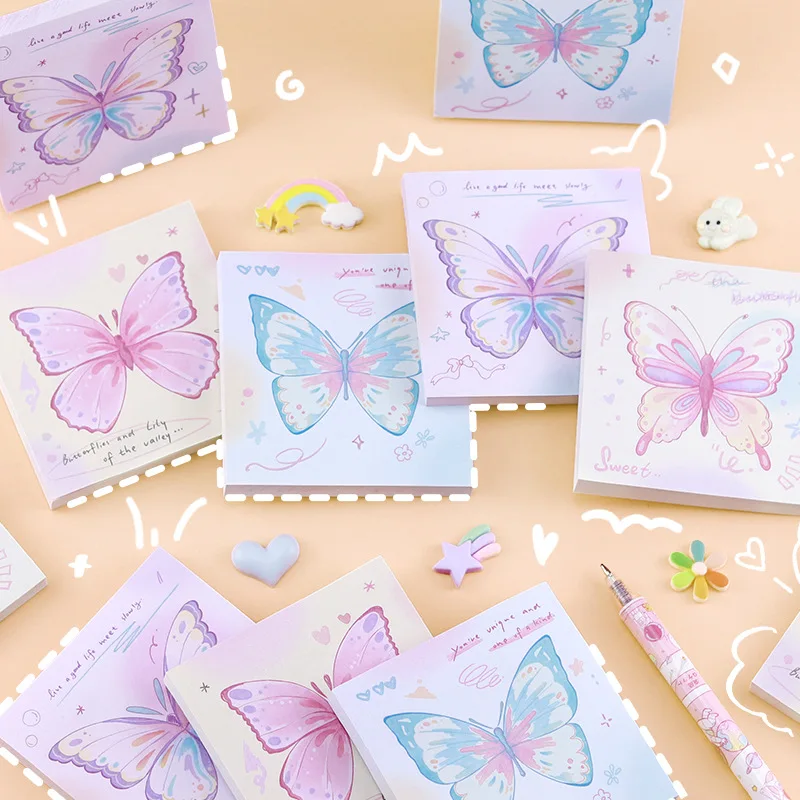 

Butterfly Gift Effect Note Memo Pad Korean Simple Decorative Office School Supplies Kawaii Stationery Notebooks Writing Pads