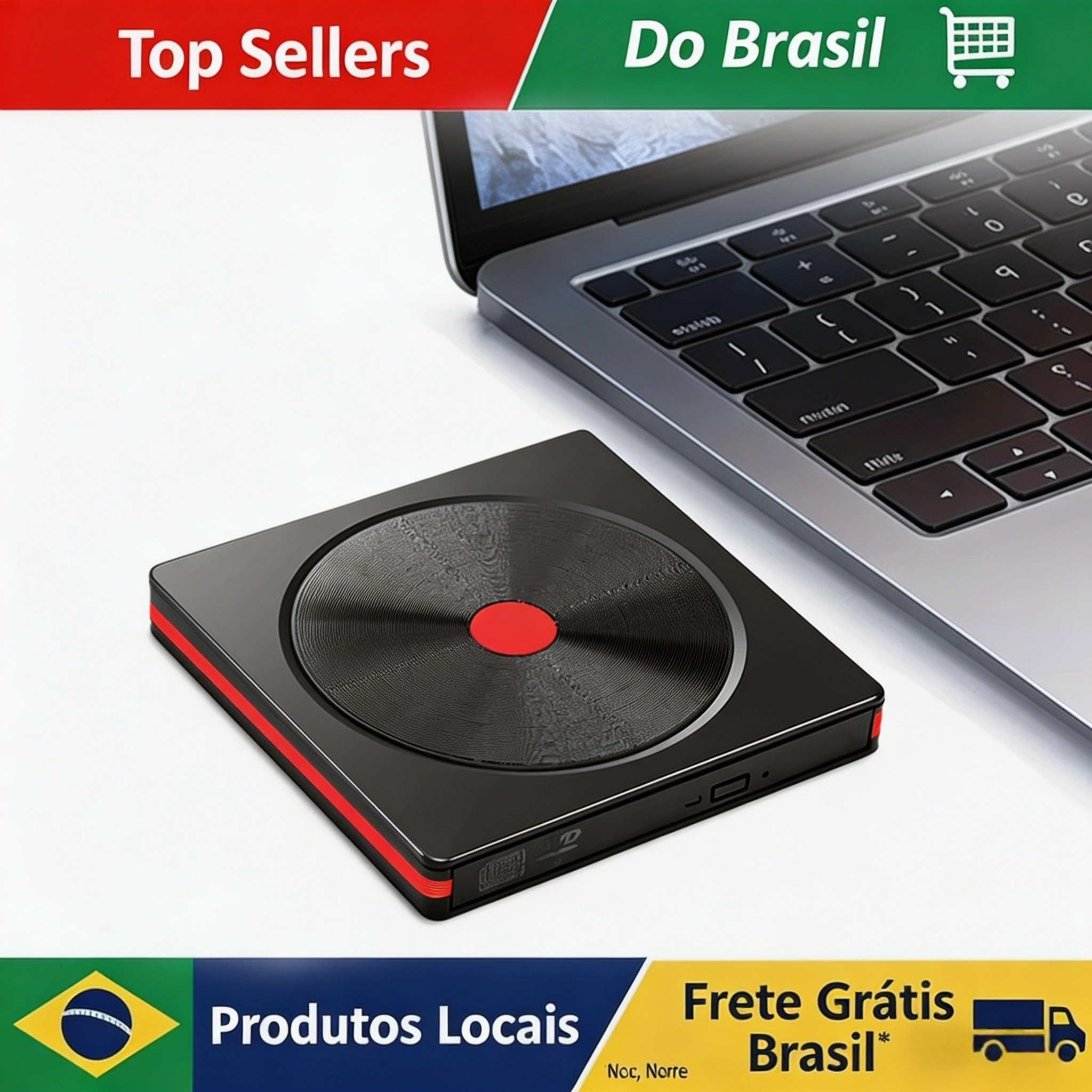 Leitor de Blu-ray Externo Brasil, USB 3.0 e Tipo-C, Gravador de BD/DVD/CD – Reprodutor de Blu-ray Portátil para Laptop/PC