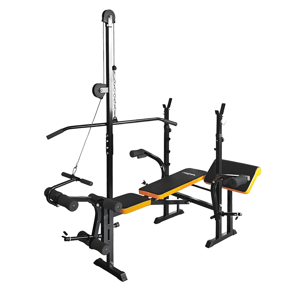 Steel Foldable Weight Bench For Home Gym With Bench Press Preacher Pad & Adjustable Rack-Full Body Strength Training Equipment