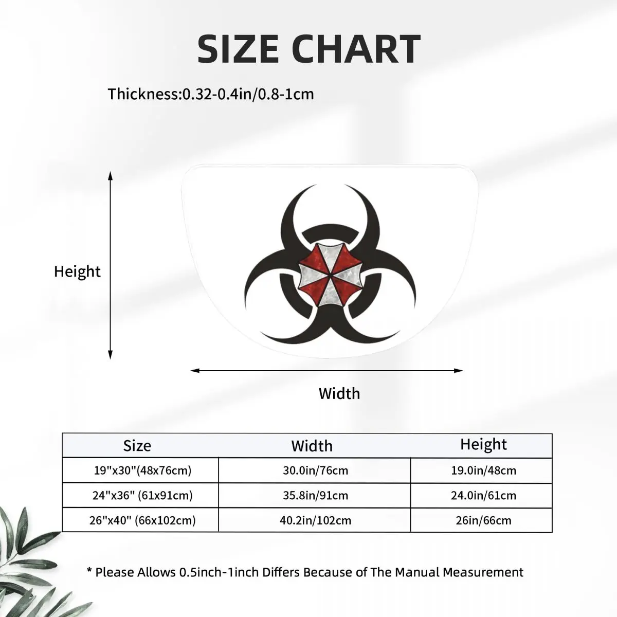 Umbrellas Biohazard Countermeasure Soft Flannel Half Round Doormat Non Slip Bathroom Mat Absorbent Floor Carpet for Laundry Room