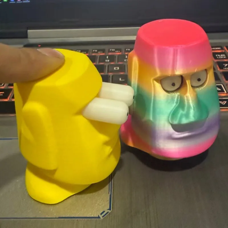 Jouet anti-stress Moai 3D amusant avec yeux qui sortent, gadget sensoriel, décoration de bureau, cadeau amusant pour l'anxiété