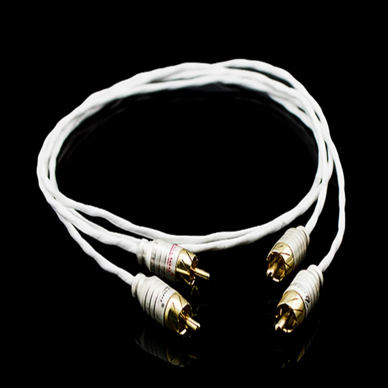 Pair Silver Plated HiFi Audio Cable with Gold Plated RCA interconnect cable  RCA plug connector Pair