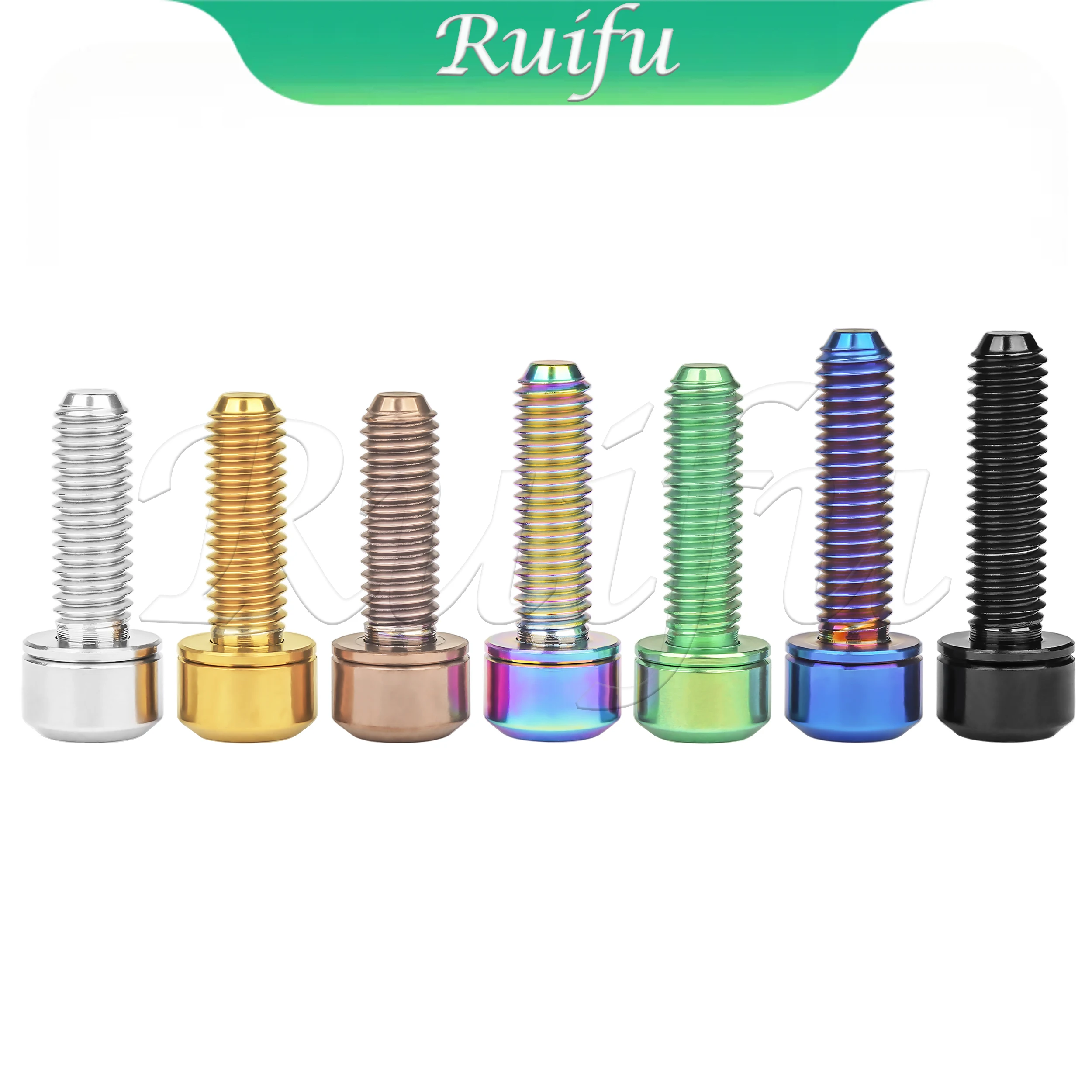 Ruifu  Titanium Bolt 5PCS   M5/M6x16 18 20 25 30 35mm Chamfered Hex Head with Non-sheding Washer Screws