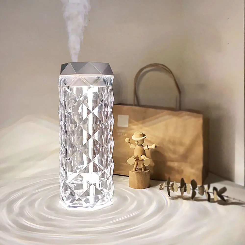 1PC Crystal Rose Table Lamp, Remote Control & Touch Bedside Lamp, LED Night Light, Dimmable Bedside Lamp, USB Rechargeable, for