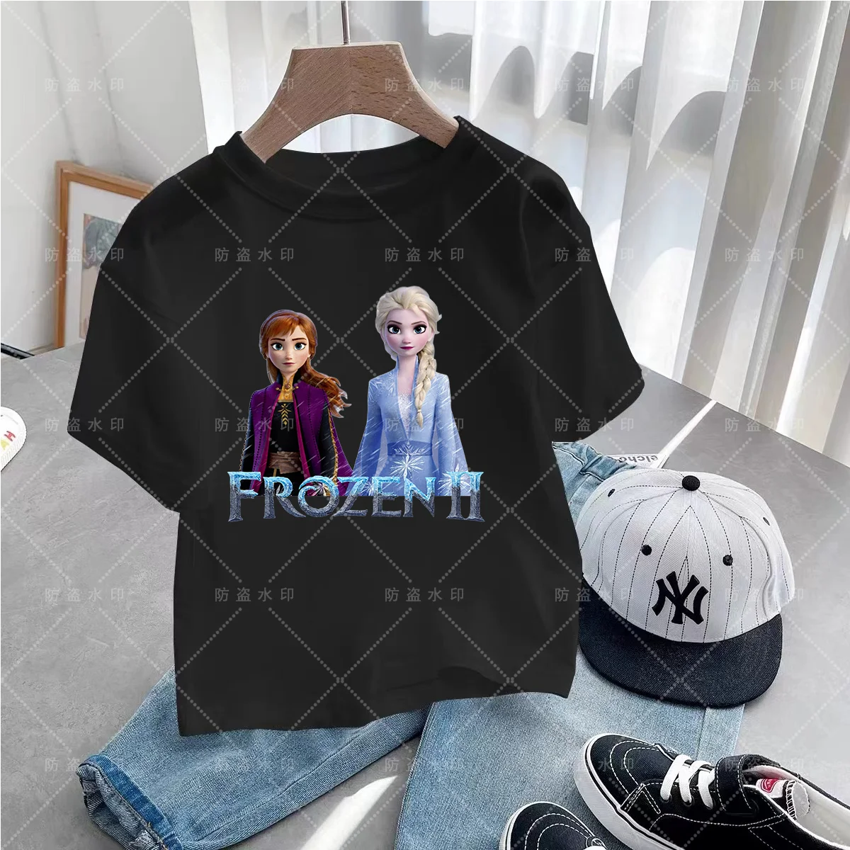 Lovely Frozen Elsa T-shirt For Kids Girls Clothes Disney T-shirts Children Summer Short Sleeve Baby T Shirts Birthday Gift 3-14T