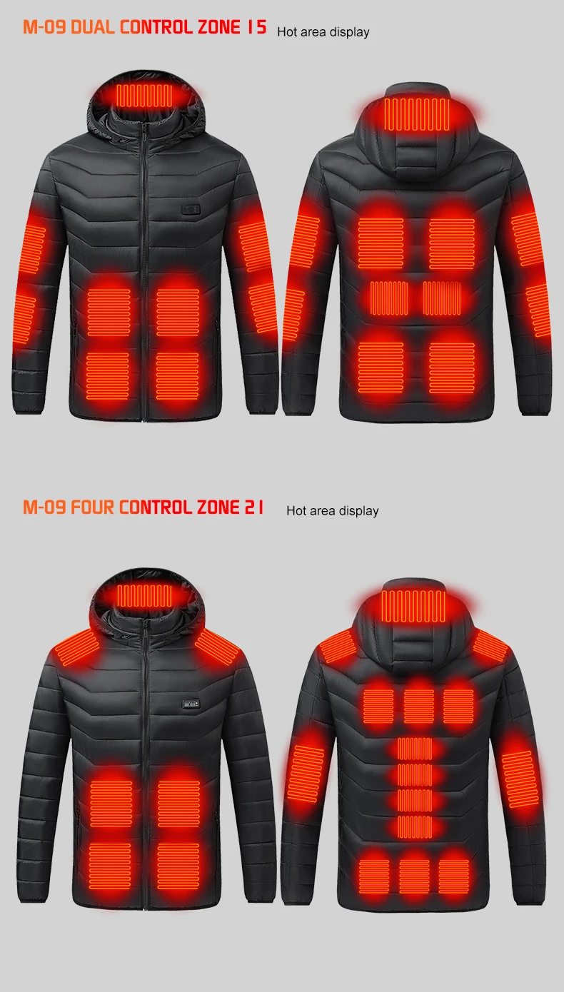 Beheizte Jacke 26 Zonen Winter Herren Damen Motorradjacke USB Elektrische Heizjacke Beheizte Weste Moto Thermotuch – Detail 7