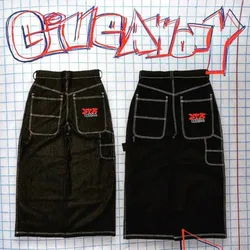 Y2K-Jean Baggy Vintage pour Homme et Femme, Pantalon Noir Droit à Jambes Larges, Hip Hop, Harajuku, Streetwear, 3 Pièces