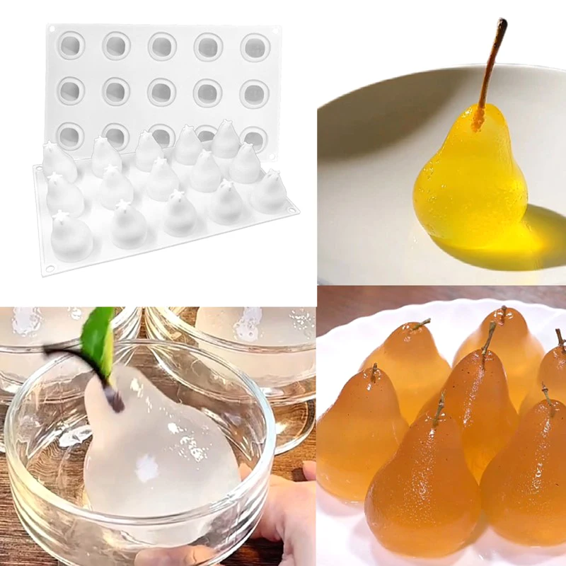 15 Cavity Pear Shape 3D Silicone Cake Baking Mold For Mousse Truffle Brownies Pan Molds Silicone Pastry Tool Cakes