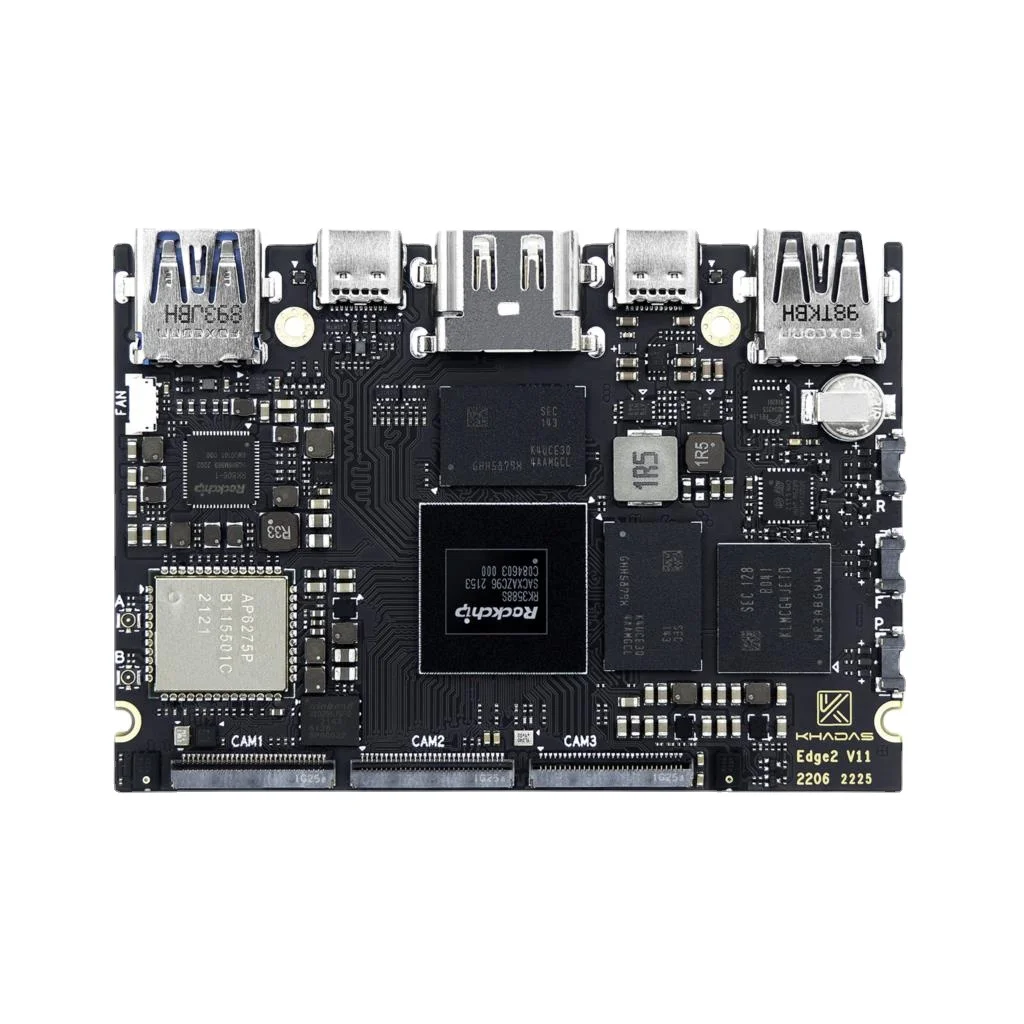 

New Khadas Edge2 RK3588S Single Board Computer with 8-core 64-bit CPU, ARM Mali-G610 MP4 GPU, 6 TOPS AI NPU, Wi-Fi 6, B