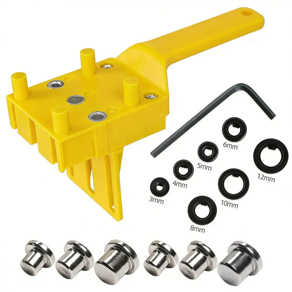 Precision Dowel Jig Manual Hole Puncher Woodworking Drill Guide Locator Tool For Furniture Cabinet Assembly Carpentry Craft