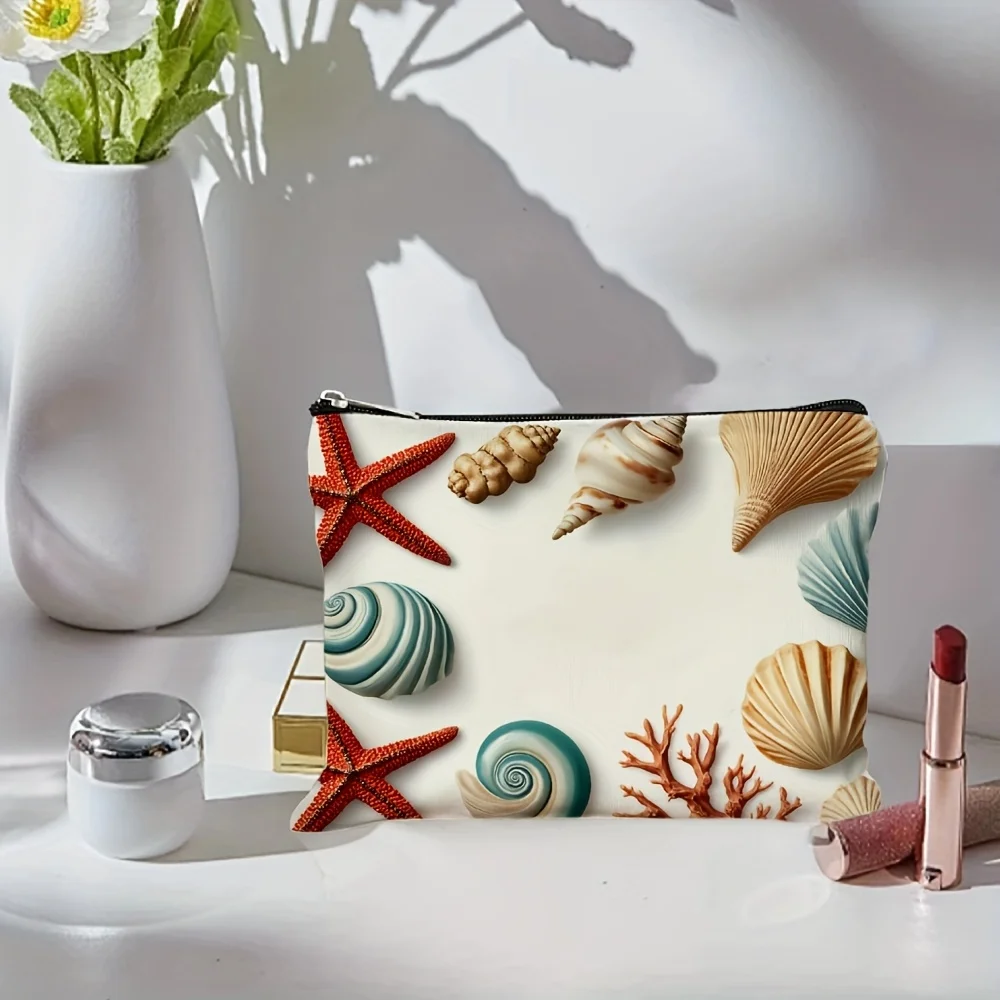 海をテーマにしたメイクアップバッグ - 多機能ジッパーポーチ、ジュエリー収納バッグ、旅行に最適なジッパー付き小型収納バッグ。