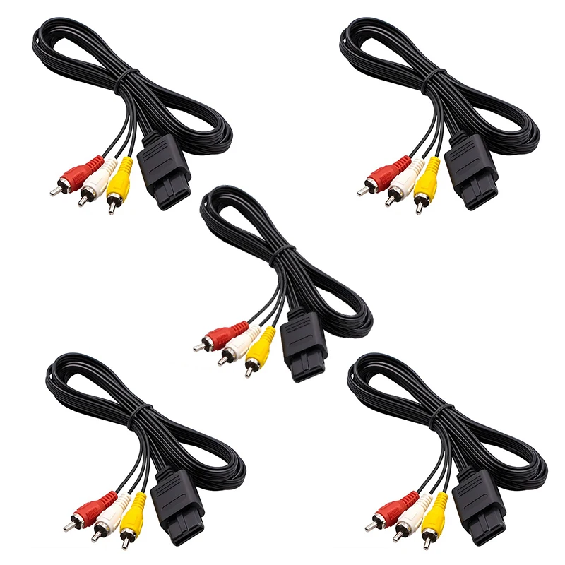 

5PCS Audio Video Cable 1.8M For Nintendo 64 AV Cable to RCA Super Nintend GameCube N64 SNES Game Cube Accessory