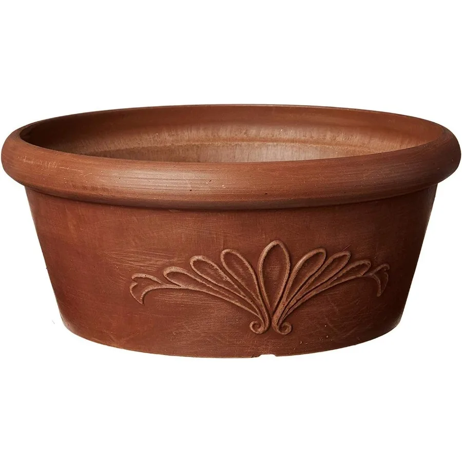

PSW Pot TA30TC Collection Shallow Bulb Pan Planter Dish Low Bowl for Succulents Bonsai Fairy Gardens Herbs 12inch Terra Cotta C