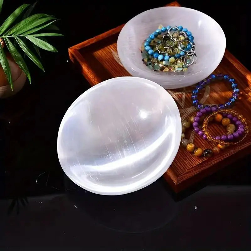 Natural Selenite Bowl, White Quartz Crystal Gypsum Bowl, Mineral, Reiki, Healing, Degaussing