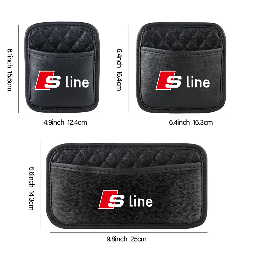 1pcs Car leather Storage Bag Mobile Phone Organizer Bag For Audi Sline A3 A1 A4 A6 B8 A5 B7 C7 A7 A8 B9 B6 C6 Q2 Q3 Q5 Q7 Q8 TT