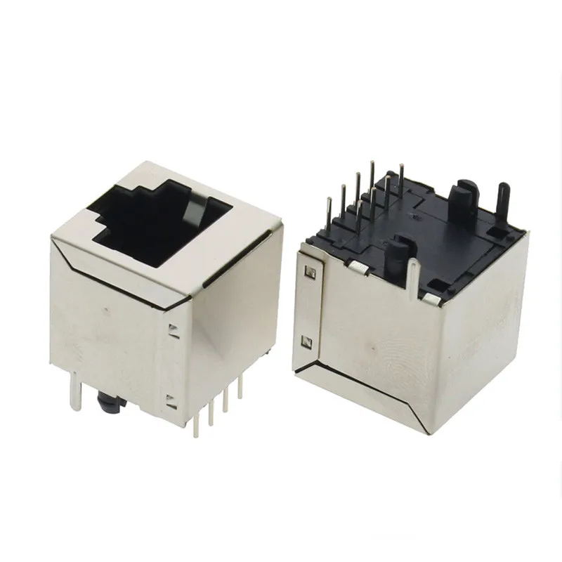 5pcs RJ45 Vertical 180 degree Network Adapter Socket With Shield and Lamp Network Cable Interface 5224-8p8c in-line Connector