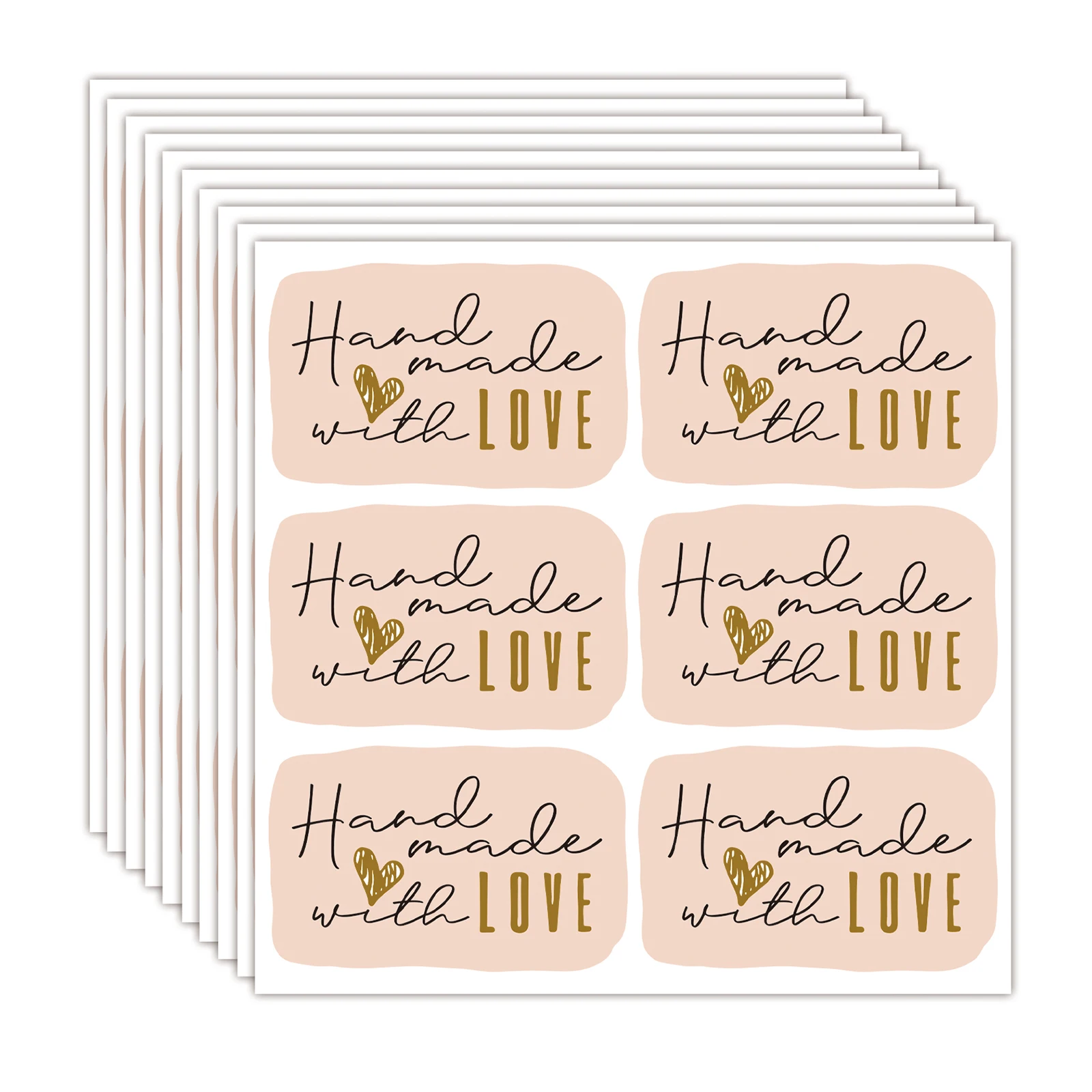10 pegatinas hechas a mano de forma irregular de color rosa de 1,75 pulgadas x 2,75 pulgadas, etiquetas de agradecimiento, pegatinas para sobres y pegatinas pequeñas para regalos, pegatinas decorativas comerciales hechas a mano